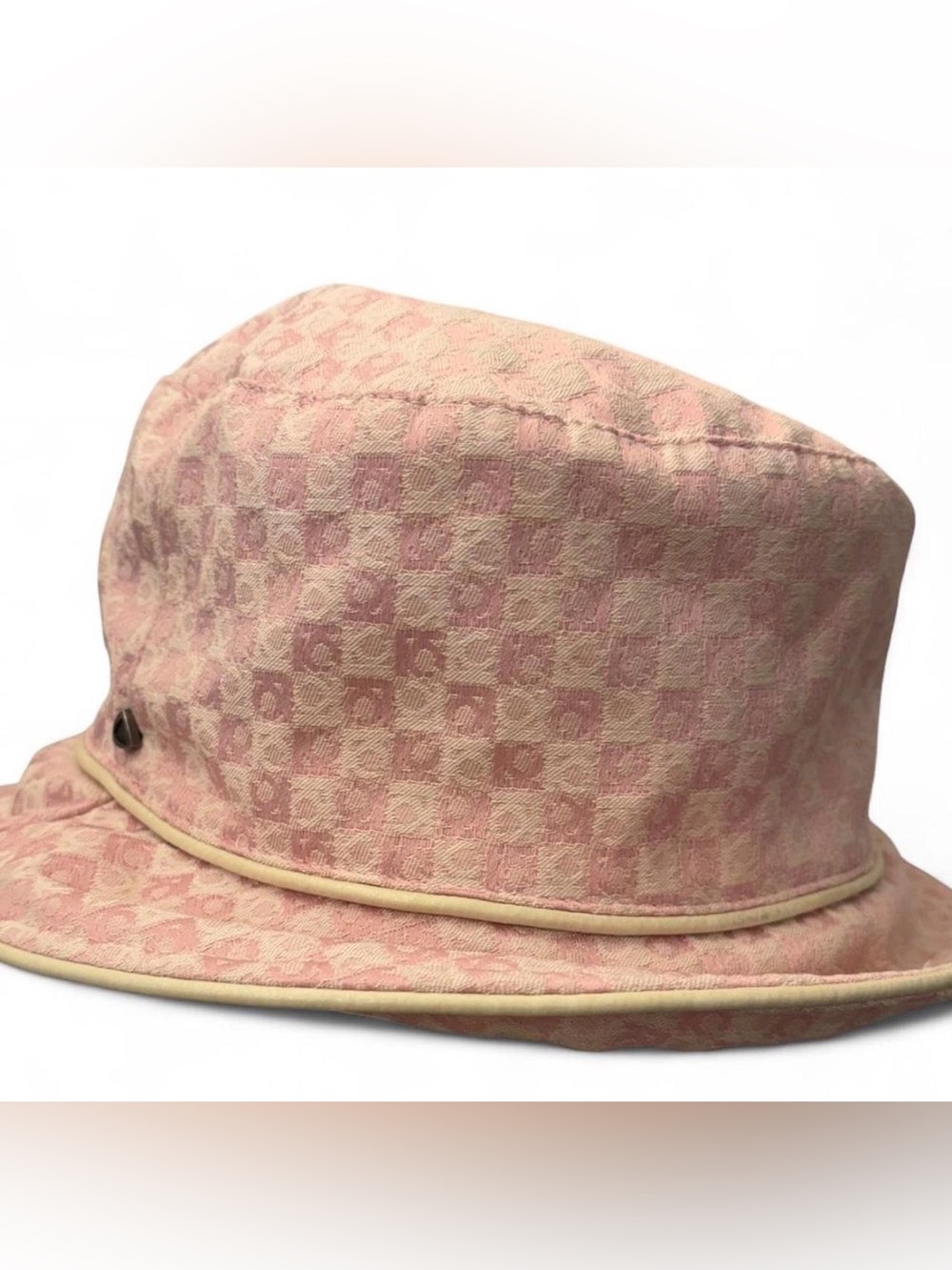 Y2K Pink Checkered Monogram Bucket Hat Liz Claiborne Vintage